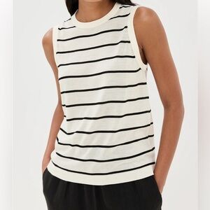 Jenni Kayne Cream and Black Striped Sleeveless Knit Tank